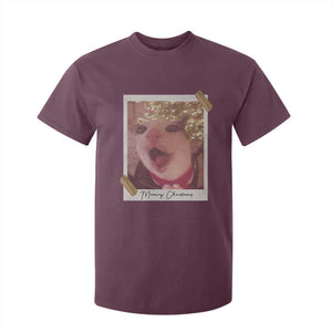 Meowy Christmas T Shirt For Kid Funny Cat Lovers Xmas Vintage Photo TS10 Maroon Print Your Wear