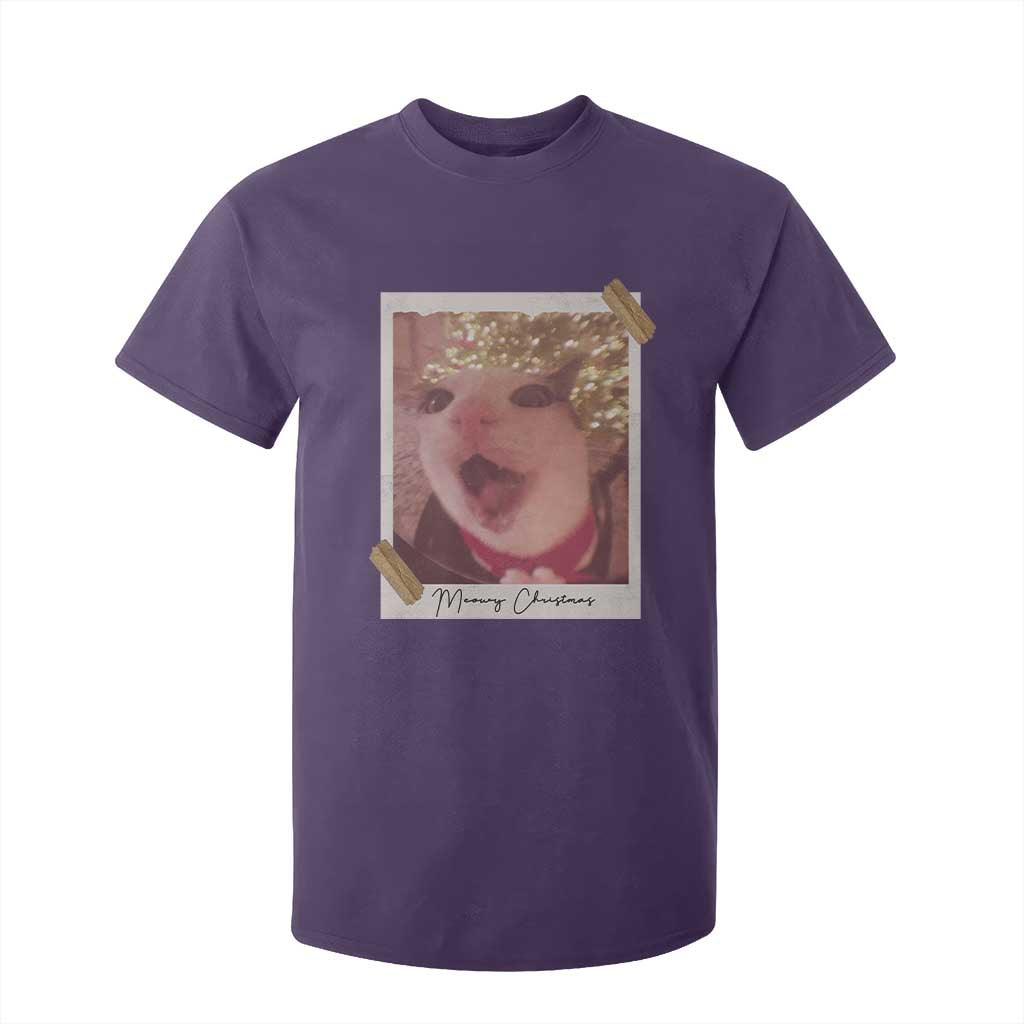 Meowy Christmas T Shirt For Kid Funny Cat Lovers Xmas Vintage Photo TS10 Purple Print Your Wear