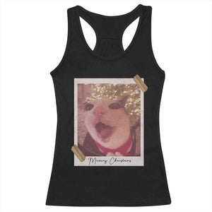 Meowy Christmas Racerback Tank Top Funny Cat Lovers Xmas Vintage Photo TS10 Black Print Your Wear