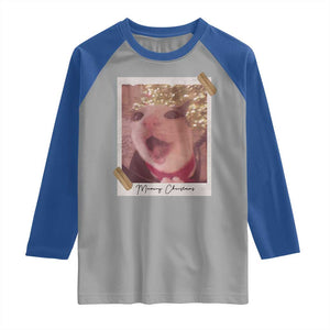 Meowy Christmas Raglan Shirt Funny Cat Lovers Xmas Vintage Photo TS10 Sport Gray Royal Print Your Wear