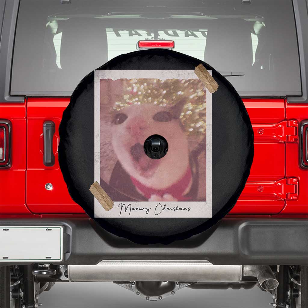 Meowy Christmas Spare Tire Cover Funny Cat Lovers Xmas Vintage Photo TS10 Black Print Your Wear