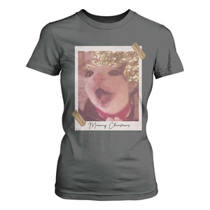 Meowy Christmas T Shirt For Women Funny Cat Lovers Xmas Vintage Photo TS10 Dark Heather Print Your Wear