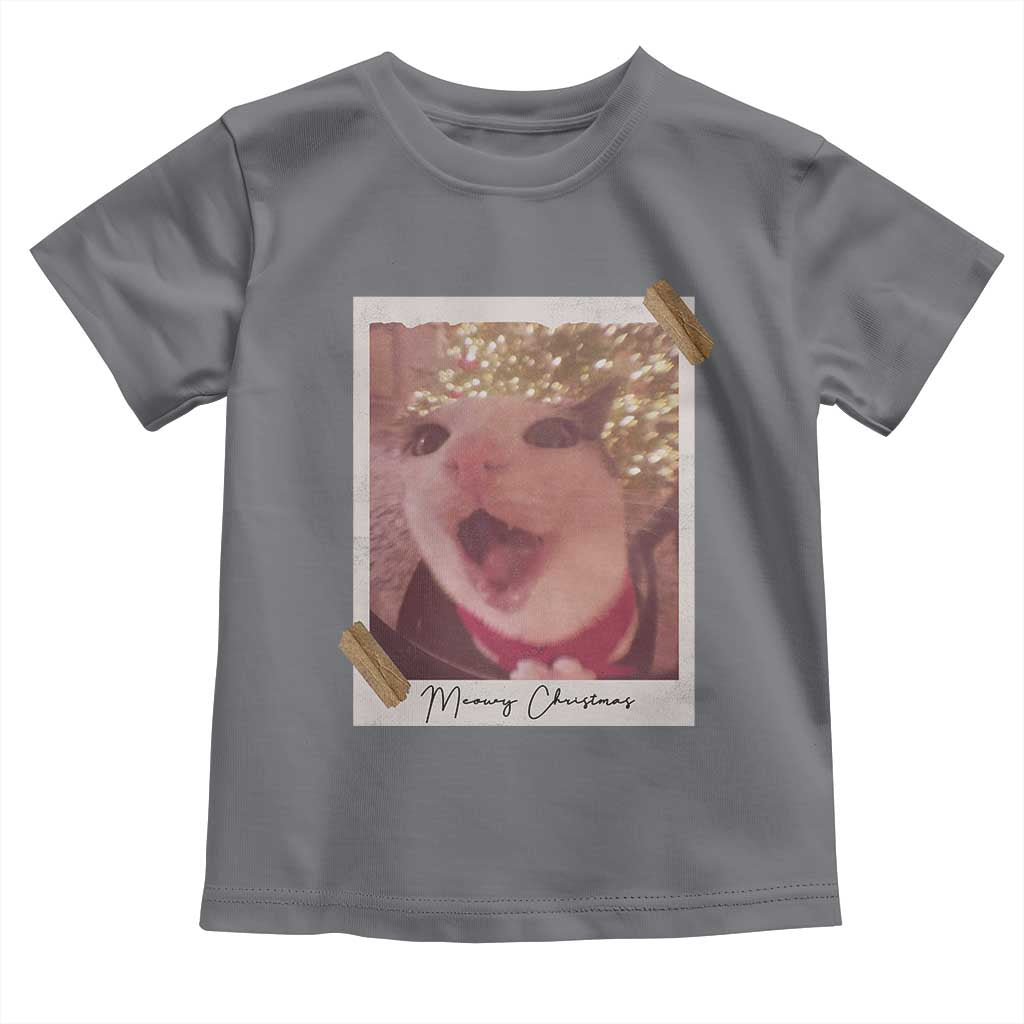 Meowy Christmas Toddler T Shirt Funny Cat Lovers Xmas Vintage Photo TS10 Charcoal Print Your Wear