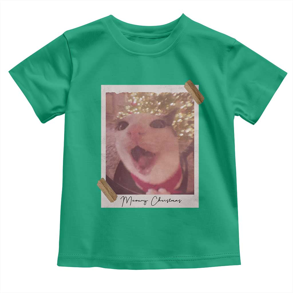 Meowy Christmas Toddler T Shirt Funny Cat Lovers Xmas Vintage Photo TS10 Irish Green Print Your Wear