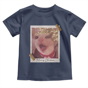 Meowy Christmas Toddler T Shirt Funny Cat Lovers Xmas Vintage Photo TS10 Navy Print Your Wear