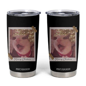 Meowy Christmas Tumbler Cup Funny Cat Lovers Xmas Vintage Photo TS10 Black Print Your Wear