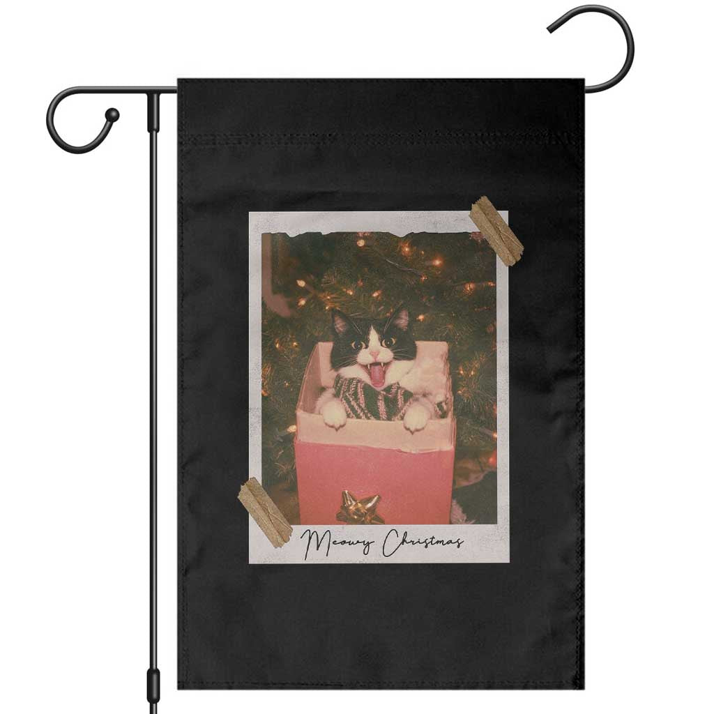 Meowy Christmas Garden Flag Cute Cat Lovers Xmas Retro Vintage Photo TS10 Black Print Your Wear