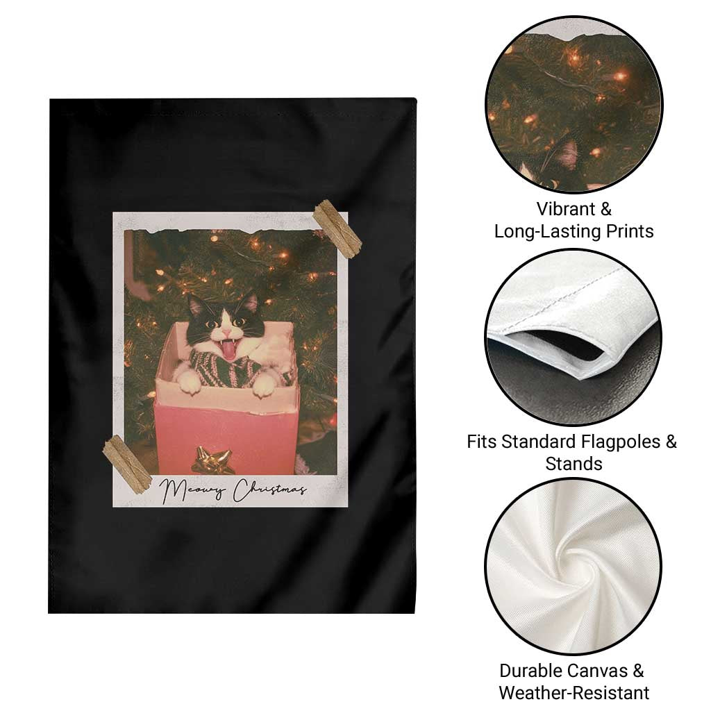 Meowy Christmas Garden Flag Cute Cat Lovers Xmas Retro Vintage Photo TS10 Print Your Wear