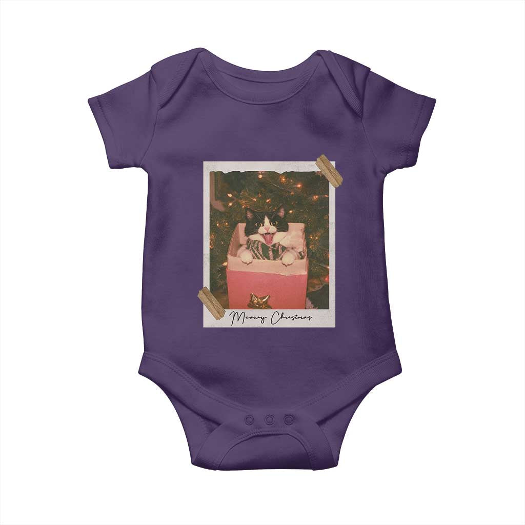 Meowy Christmas Baby Onesie Cute Cat Lovers Xmas Retro Vintage Photo TS10 Purple Print Your Wear