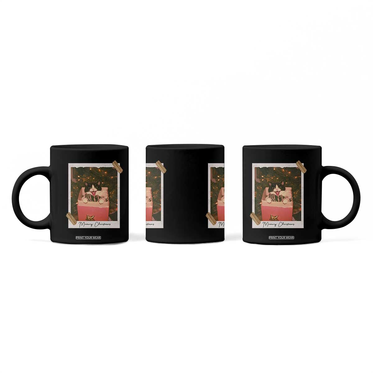 Meowy Christmas Coffee Mug Cute Cat Lovers Xmas Retro Vintage Photo TS10 Print Your Wear
