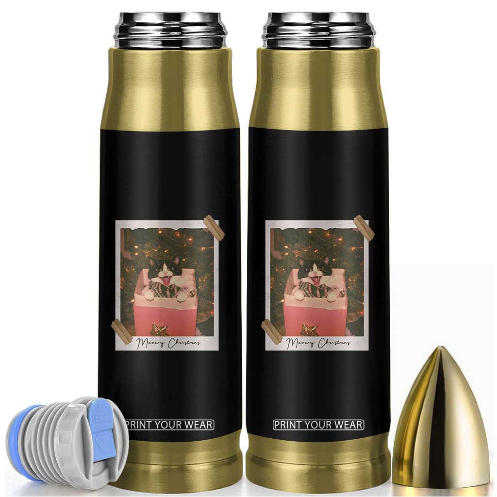 Meowy Christmas Bullet Tumbler Cute Cat Lovers Xmas Retro Vintage Photo TS10 Black Print Your Wear
