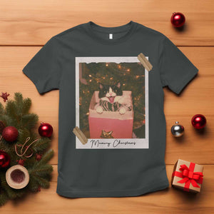 Meowy Christmas T Shirt Cute Cat Lovers Xmas Retro Vintage Photo - Print Your Wear
