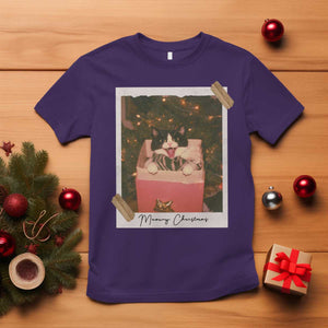 Meowy Christmas T Shirt Cute Cat Lovers Xmas Retro Vintage Photo - Print Your Wear