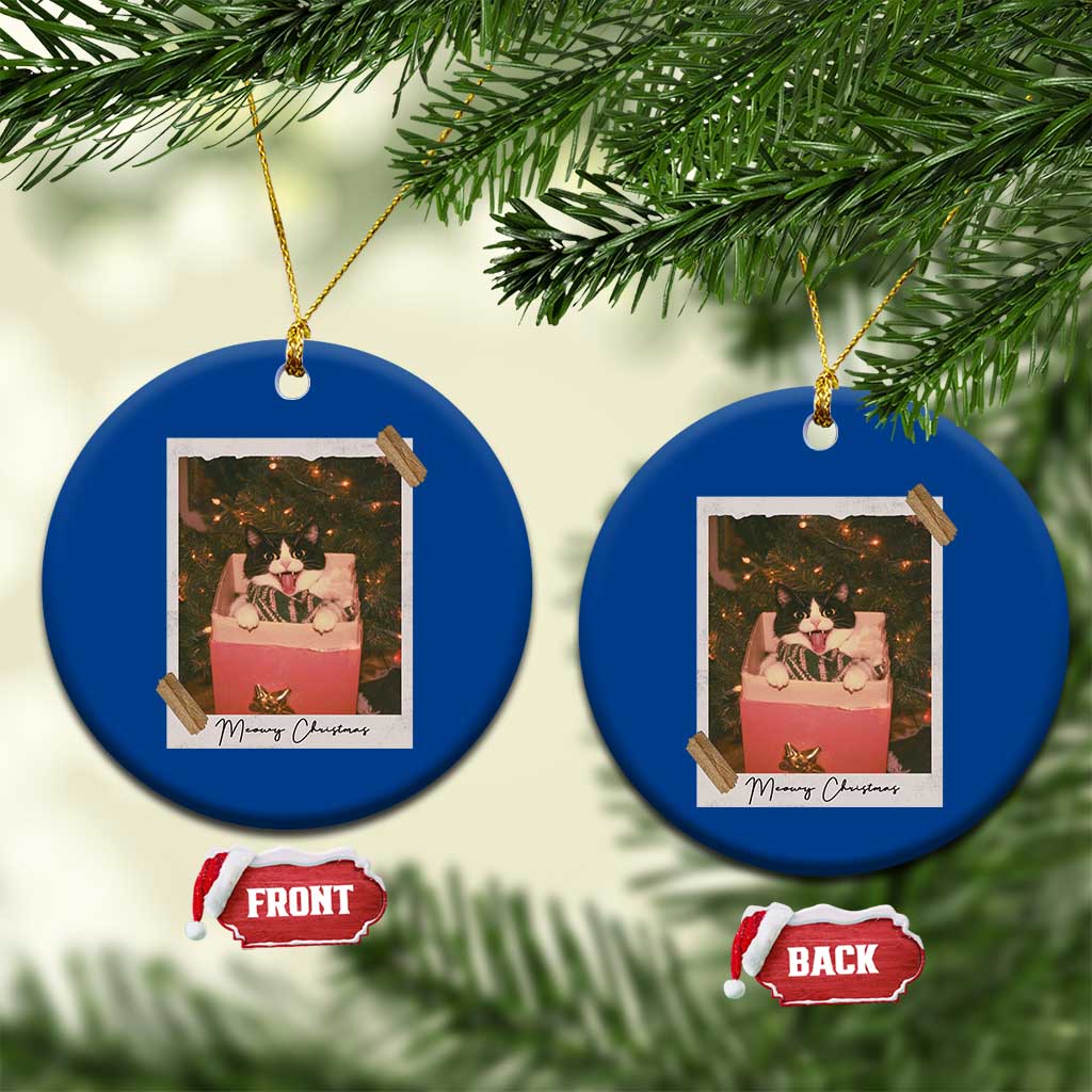 Meowy Christmas Ceramic Ornament Cute Cat Lovers Xmas Retro Vintage Photo TS10 1pc Blue Print Your Wear