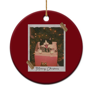 Meowy Christmas Ceramic Ornament Cute Cat Lovers Xmas Retro Vintage Photo TS10 1pc Red Print Your Wear