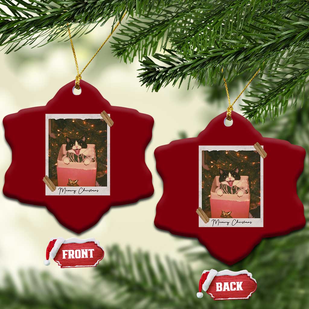 Meowy Christmas Ceramic Ornament Cute Cat Lovers Xmas Retro Vintage Photo TS10 Print Your Wear