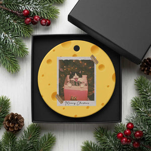 Meowy Christmas Ceramic Ornament Cute Cat Lovers Xmas Retro Vintage Photo TS10 1pc Yellow Cheese Print Your Wear