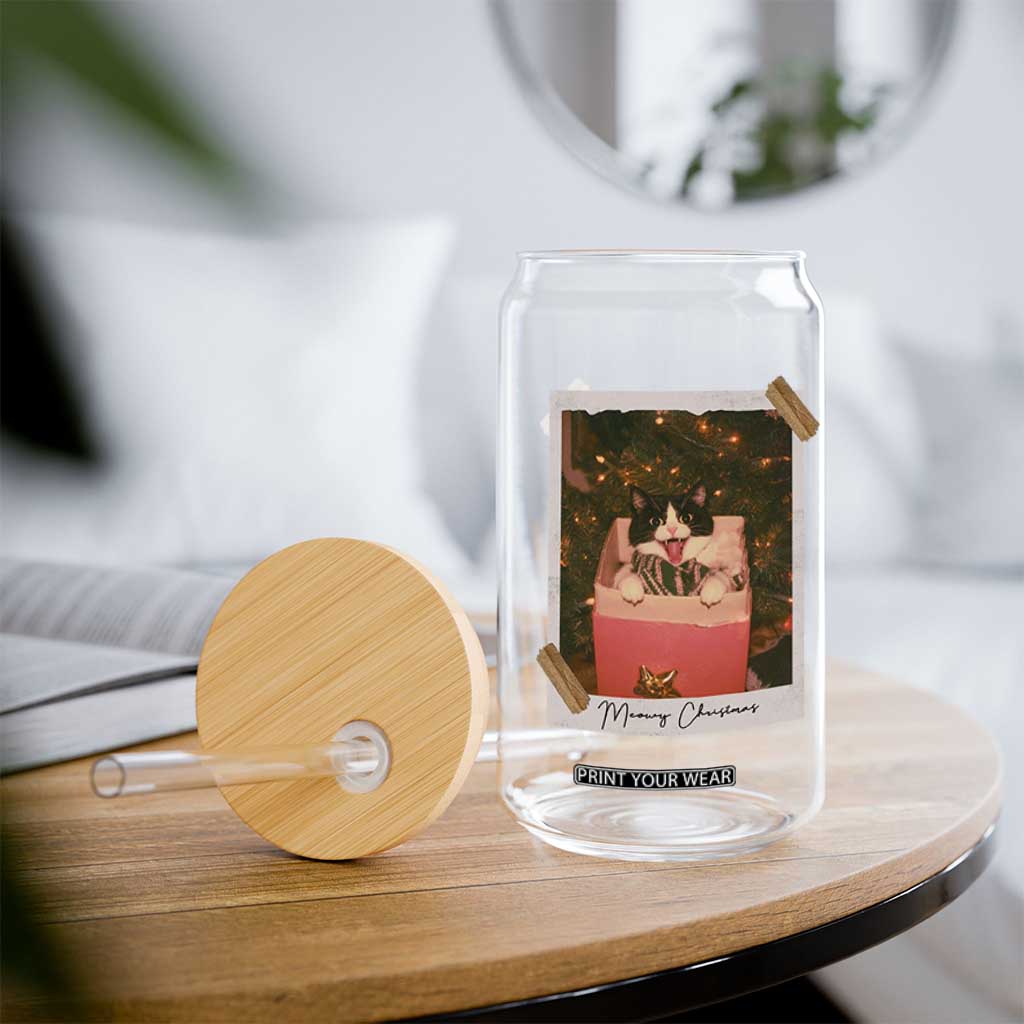 Meowy Christmas Glass Can Cute Cat Lovers Xmas Retro Vintage Photo TS10 Print Your Wear