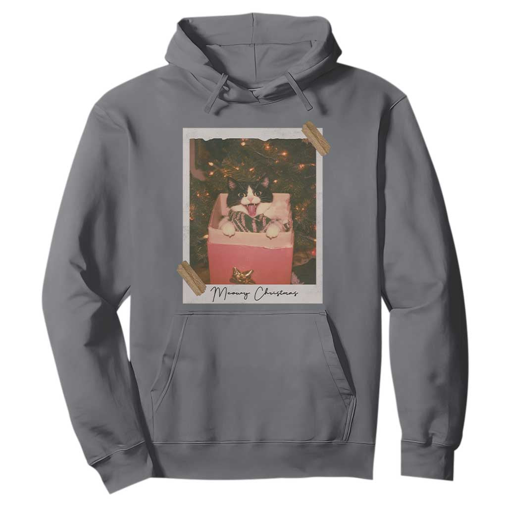 Meowy Christmas Hoodie Cute Cat Lovers Xmas Retro Vintage Photo TS10 Charcoal Print Your Wear