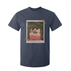Meowy Christmas T Shirt For Kid Cute Cat Lovers Xmas Retro Vintage Photo TS10 Navy Print Your Wear