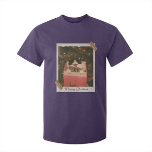 Meowy Christmas T Shirt For Kid Cute Cat Lovers Xmas Retro Vintage Photo TS10 Purple Print Your Wear