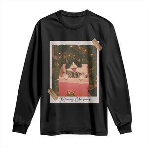 Meowy Christmas Long Sleeve Shirt Cute Cat Lovers Xmas Retro Vintage Photo - Print Your Wear