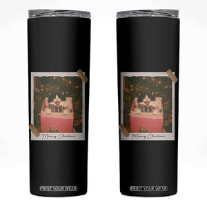 Meowy Christmas Skinny Tumbler Cute Cat Lovers Xmas Retro Vintage Photo TS10 Black Print Your Wear