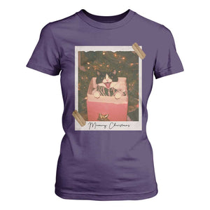 Meowy Christmas T Shirt For Women Cute Cat Lovers Xmas Retro Vintage Photo TS10 Purple Print Your Wear