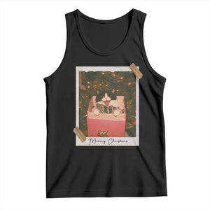 Meowy Christmas Tank Top Cute Cat Lovers Xmas Retro Vintage Photo TS10 Black Print Your Wear