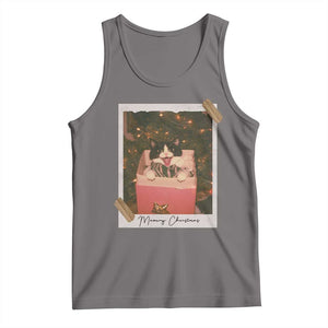 Meowy Christmas Tank Top Cute Cat Lovers Xmas Retro Vintage Photo TS10 Deep Heather Print Your Wear