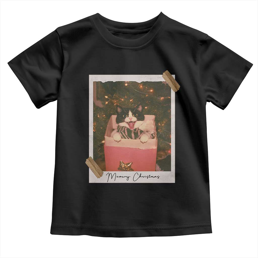 Meowy Christmas Toddler T Shirt Cute Cat Lovers Xmas Retro Vintage Photo TS10 Black Print Your Wear