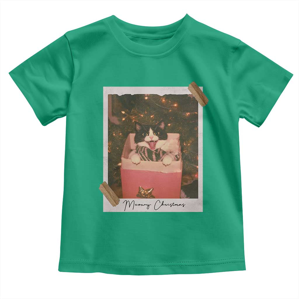 Meowy Christmas Toddler T Shirt Cute Cat Lovers Xmas Retro Vintage Photo TS10 Irish Green Print Your Wear