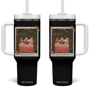 Meowy Christmas Tumbler With Handle Cute Cat Lovers Xmas Retro Vintage Photo TS10 One Size: 40 oz Black Print Your Wear