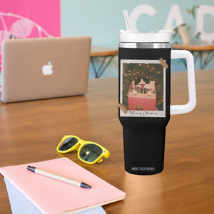 Meowy Christmas Tumbler With Handle Cute Cat Lovers Xmas Retro Vintage Photo TS10 Print Your Wear