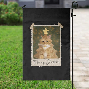 Meowy Christmas Garden Flag Funny Cat Xmas Tree Retro Vintage Photo TS10 Print Your Wear