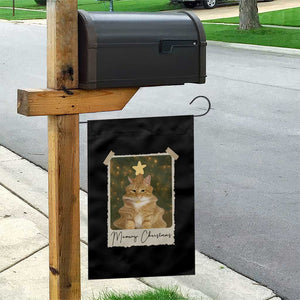 Meowy Christmas Garden Flag Funny Cat Xmas Tree Retro Vintage Photo TS10 Print Your Wear