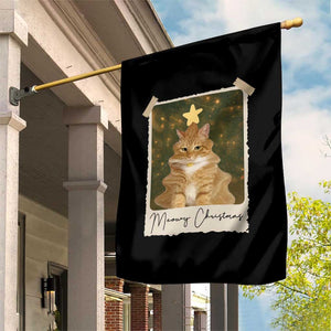 Meowy Christmas Garden Flag Funny Cat Xmas Tree Retro Vintage Photo TS10 Print Your Wear