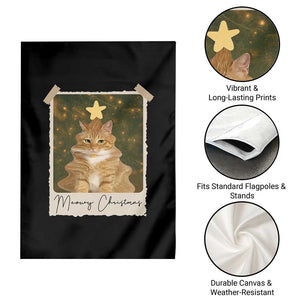 Meowy Christmas Garden Flag Funny Cat Xmas Tree Retro Vintage Photo TS10 Print Your Wear