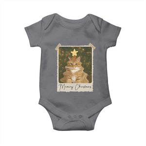 Meowy Christmas Baby Onesie Funny Cat Xmas Tree Retro Vintage Photo TS10 Charcoal Print Your Wear