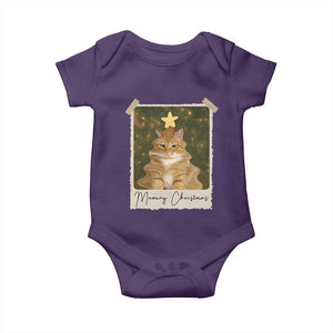 Meowy Christmas Baby Onesie Funny Cat Xmas Tree Retro Vintage Photo TS10 Purple Print Your Wear