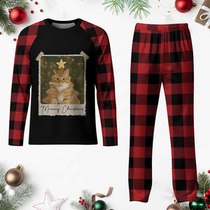 Meowy Christmas Plaid Pajama Set Funny Cat Xmas Tree Retro Vintage Photo TS10 Buffalo Plaid Print Your Wear