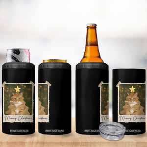 Meowy Christmas 4 in 1 Can Cooler Tumbler Funny Cat Xmas Tree Retro Vintage Photo TS10 Print Your Wear