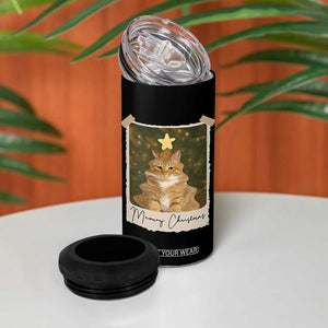 Meowy Christmas 4 in 1 Can Cooler Tumbler Funny Cat Xmas Tree Retro Vintage Photo TS10 Print Your Wear