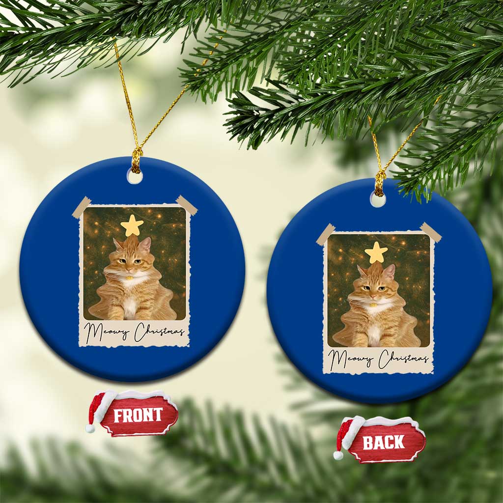 Meowy Christmas Ceramic Ornament Funny Cat Xmas Tree Retro Vintage Photo TS10 1pc Blue Print Your Wear