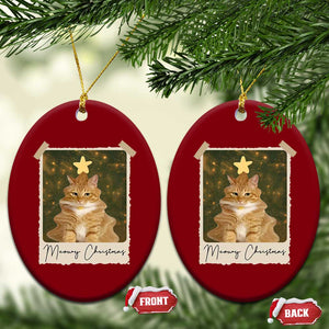 Meowy Christmas Ceramic Ornament Funny Cat Xmas Tree Retro Vintage Photo TS10 Print Your Wear