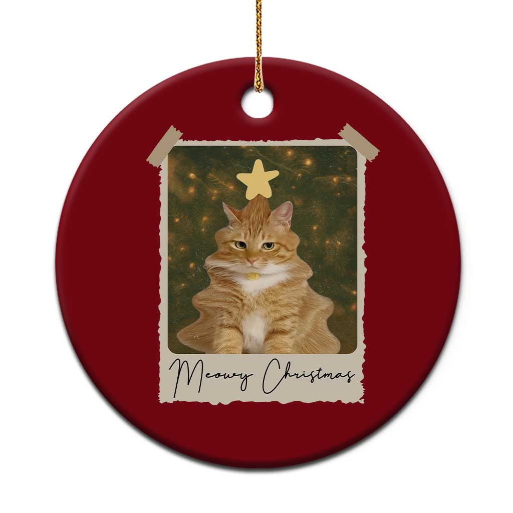 Meowy Christmas Ceramic Ornament Funny Cat Xmas Tree Retro Vintage Photo TS10 1pc Red Print Your Wear