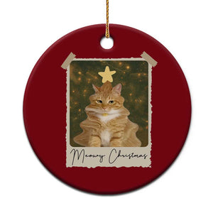 Meowy Christmas Ceramic Ornament Funny Cat Xmas Tree Retro Vintage Photo TS10 1pc Red Print Your Wear