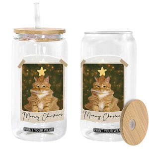 Meowy Christmas Glass Can Funny Cat Xmas Tree Retro Vintage Photo TS10 Print Your Wear