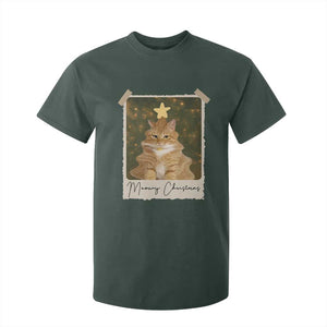 Meowy Christmas T Shirt For Kid Funny Cat Xmas Tree Retro Vintage Photo TS10 Dark Forest Green Print Your Wear