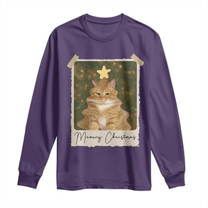Meowy Christmas Long Sleeve Shirt Funny Cat Xmas Tree Retro Vintage Photo - Print Your Wear